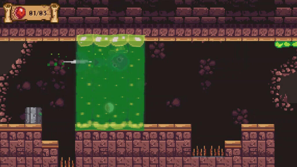 Slime launches through large pool of green liquid