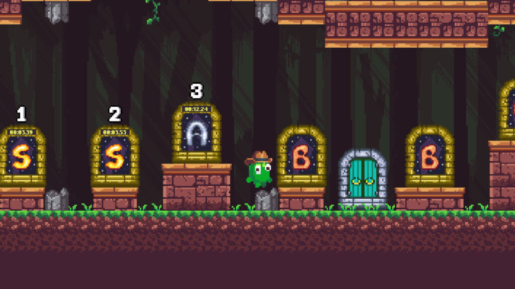 Level selection hub with time rankings