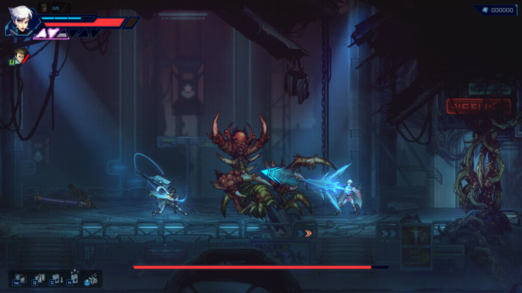 Anima Flux heroes unleashing a synchronized attack on a towering mutant boss.