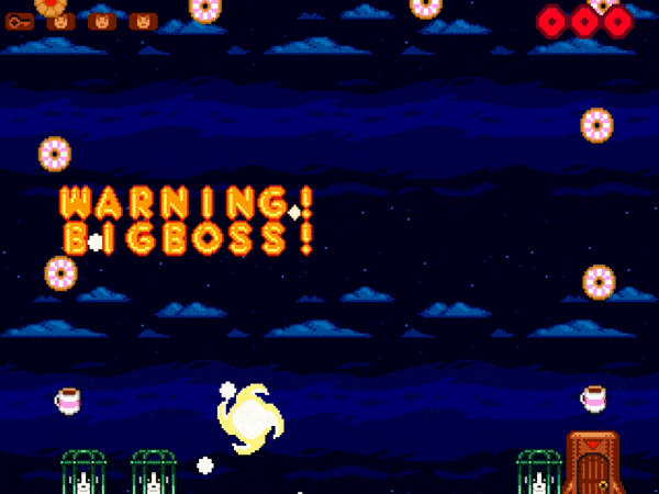 Rocket Panda spinning in a dramatic warning screen announcing a Big Boss battle.
