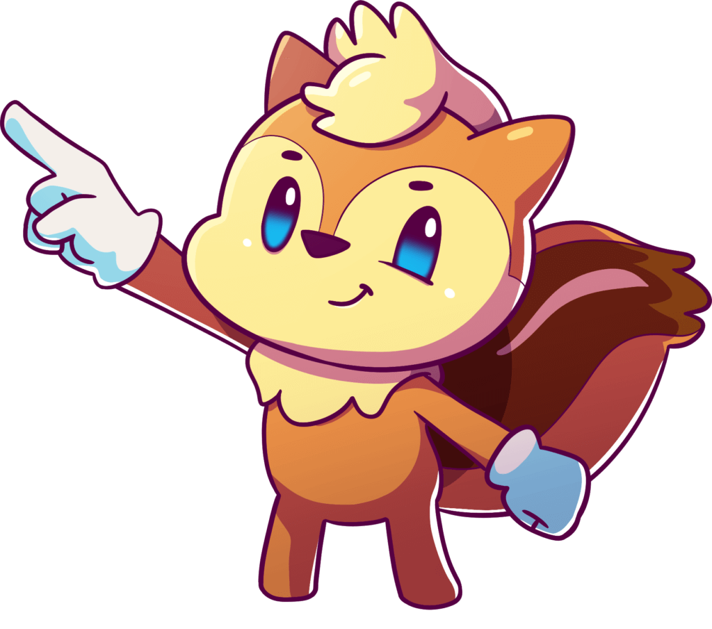 Chico, a cartoon chipmunk with orange fur, smiling confidently. The hero of the Chico's Rebound.