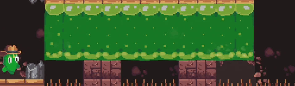 Goo Hunter slime crossing a pool of toxic green goo