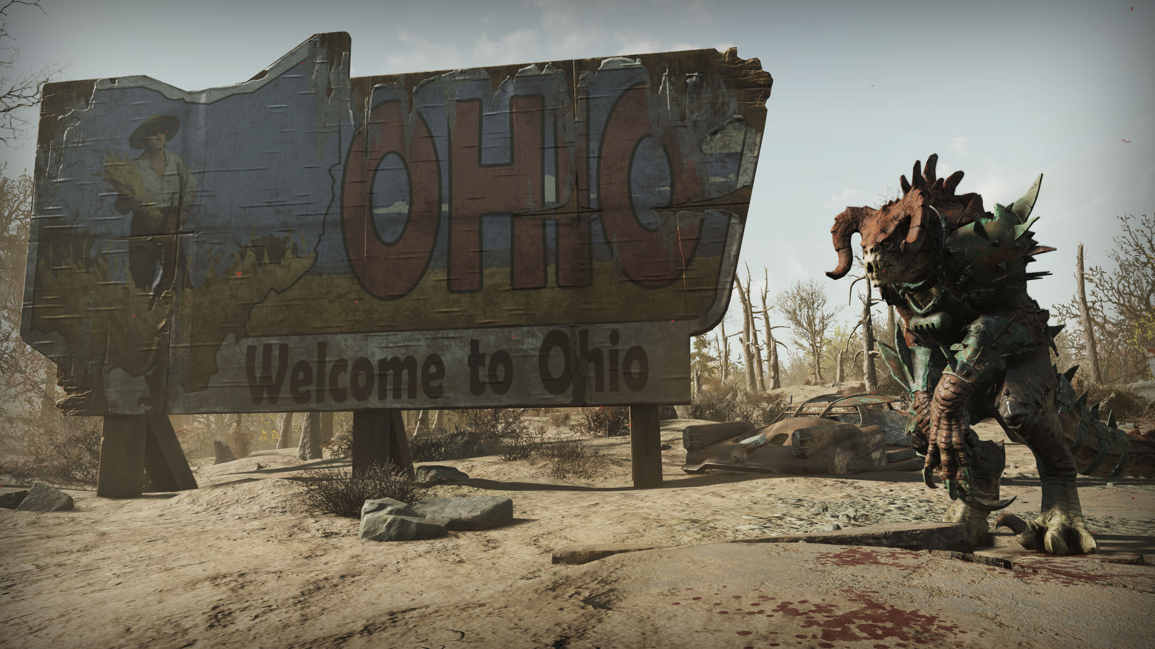 Fallout 76 nuke zone glowing in red heat.