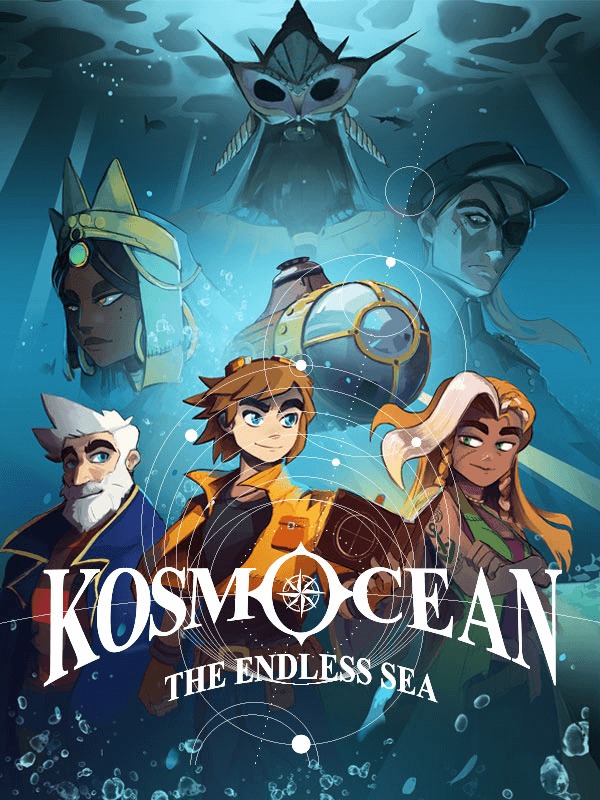 Underwater adventure cast from Kosmocean, featuring multiple stylized characters and sea-themed elements.