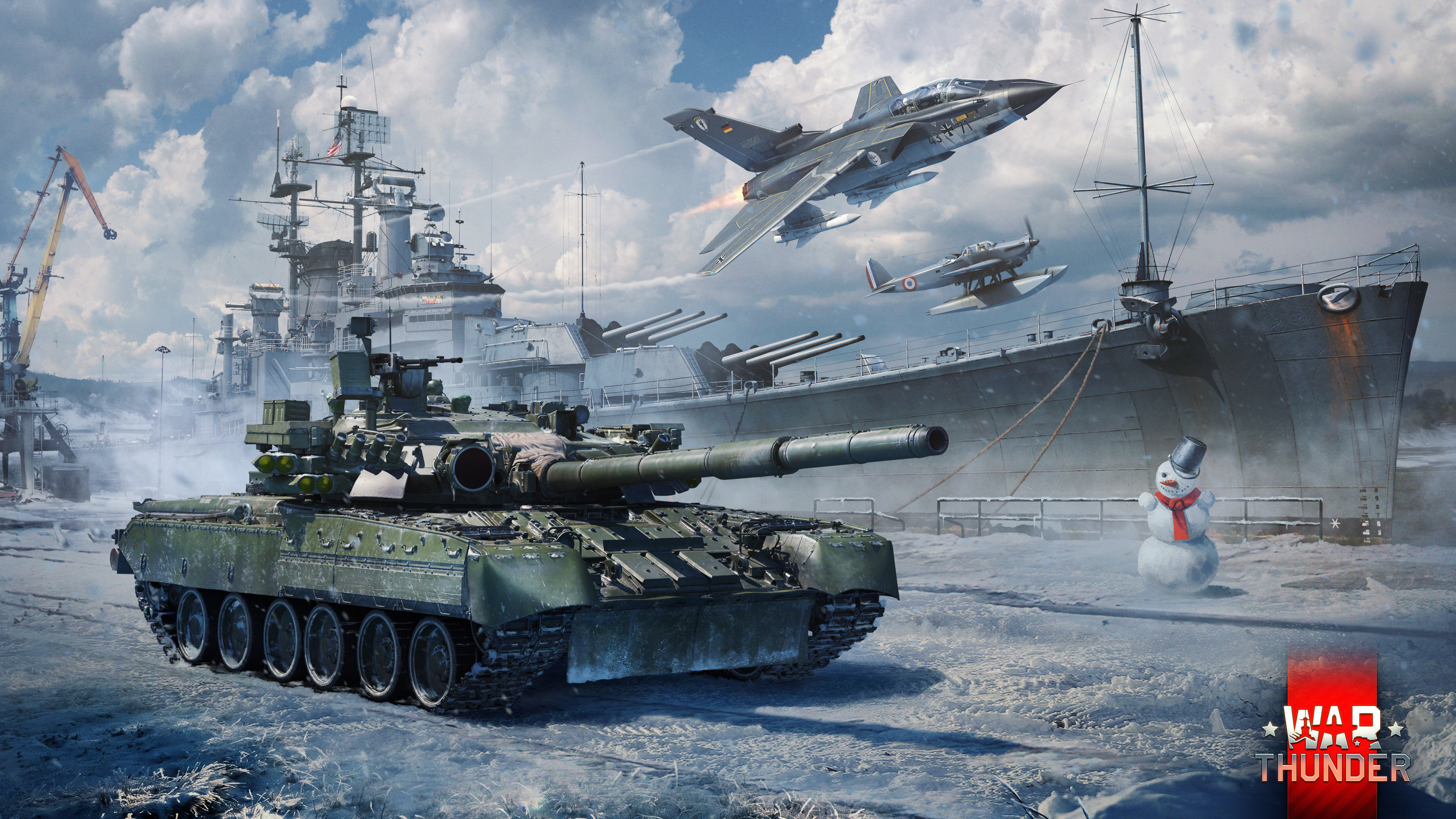 Submarine cruising beneath icy waters in War Thunder.