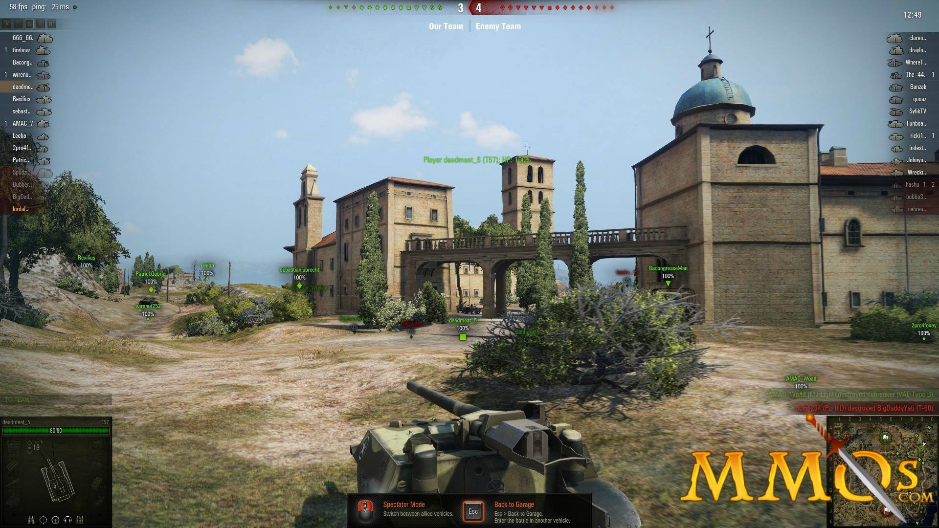 World of Tanks garage showcasing customization options.